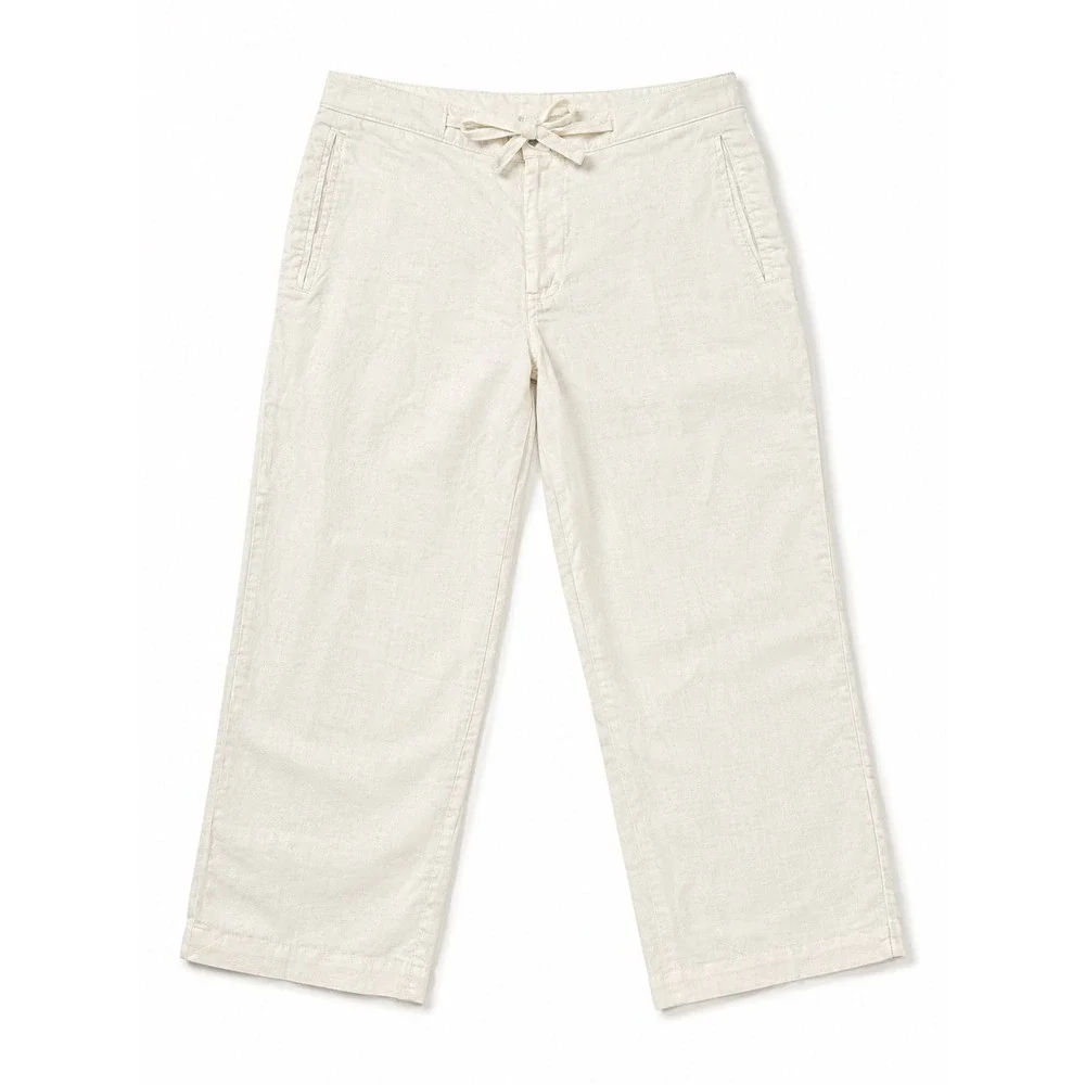 Tasso Elba Island Mens 34x29 Cream 100% Linen Drawstring Straight Leg Pants